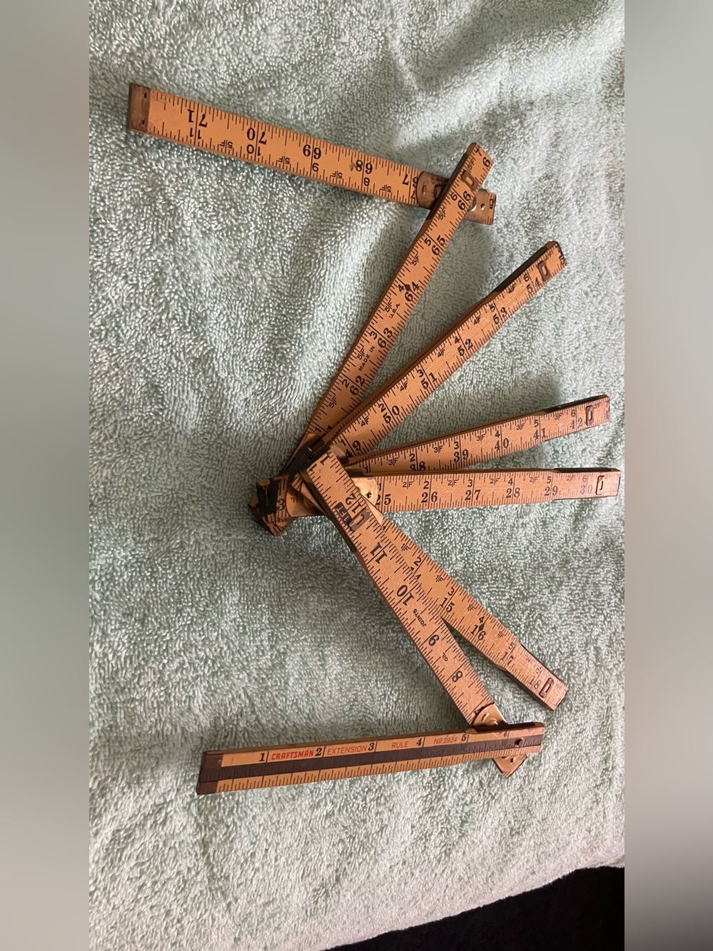 Vintage Craftsman No 3934 Extension Rule Folding Wood/Metal Measuring Stick 72"